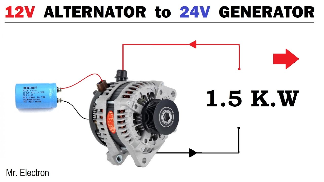 12V Car Alternator to 24 Volts 64 Amps - 1500W Toyota Alternator 