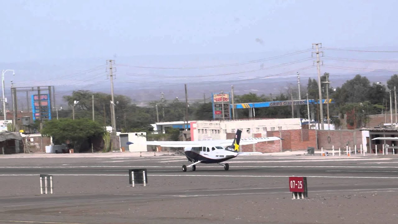 Cessna 207 taking off from Nazca Airport, Peru