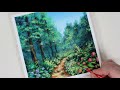 Forest pathway /How to paint forest landscape / acrylic painting  / PaintingTutorial / Paint ASMR