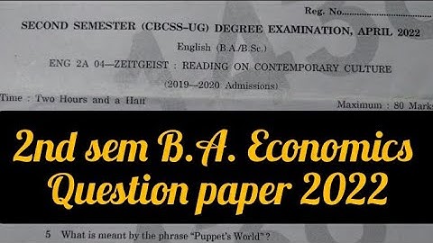 ZEITGEIST : READING ON CONTEMPORARY CULTURE  /  2nd Sem B.A.Economics Question Paper 2022  #calicut