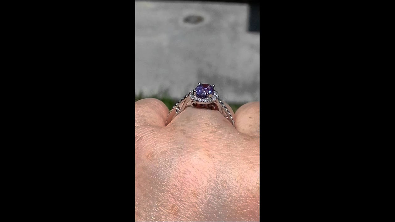 Untreted Ceylon Purple Sapphire in White Gold Diamond Halo Engagement Ring