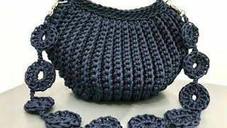 شنطة كروشيه سهله وبسيطه بخيط المكرمية /يد كروشيه سهله جدا/crochet  bag