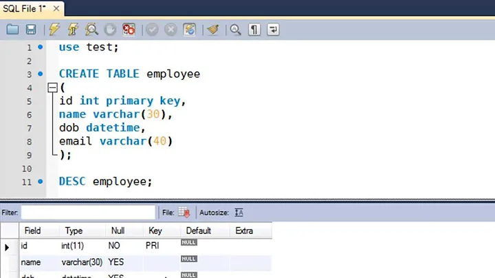 SQL Tutorial - 9: Create Table Statement