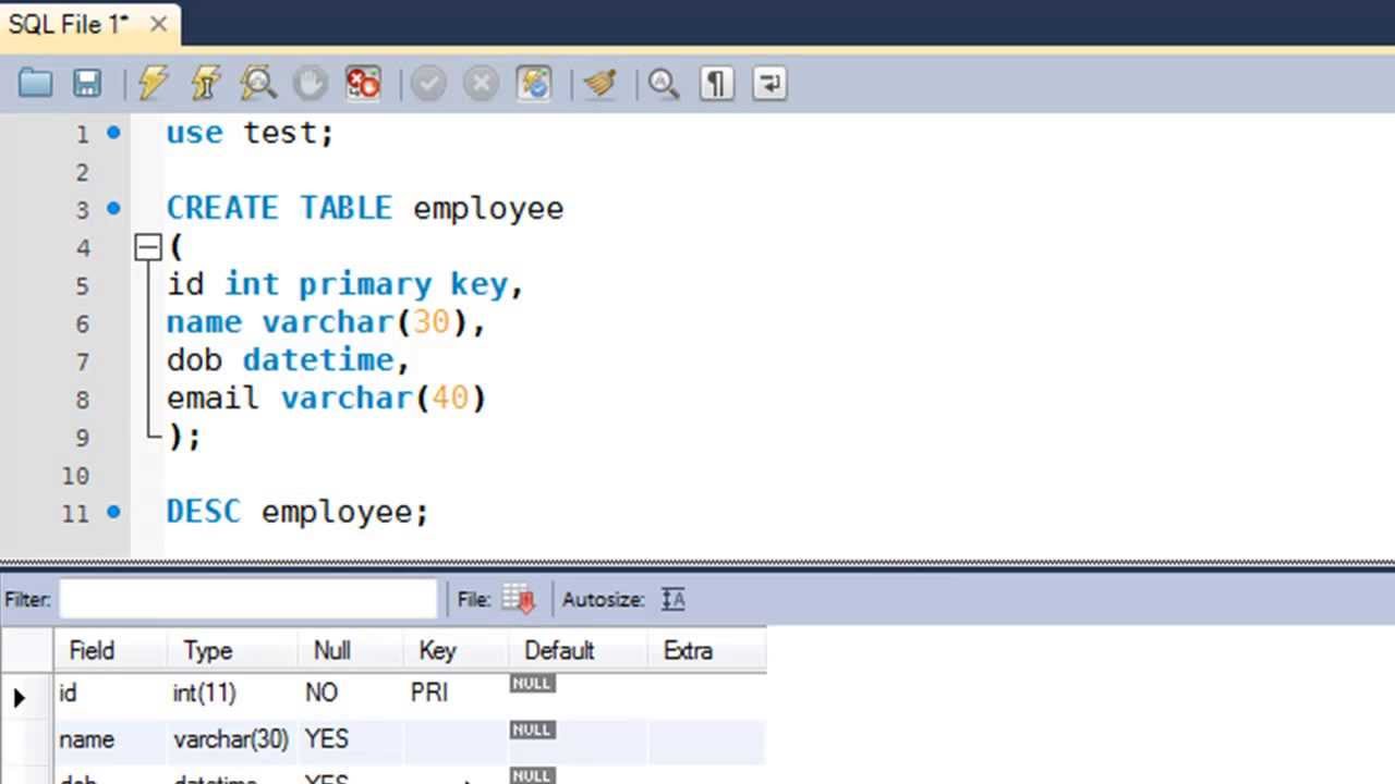 SQL Tutorial - 23: Create Table Statement