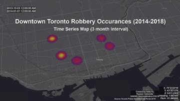 Robbery in Downtown Toronto 2014 to 2018. A Time-Series Animation Map using ArcGIS Pro.