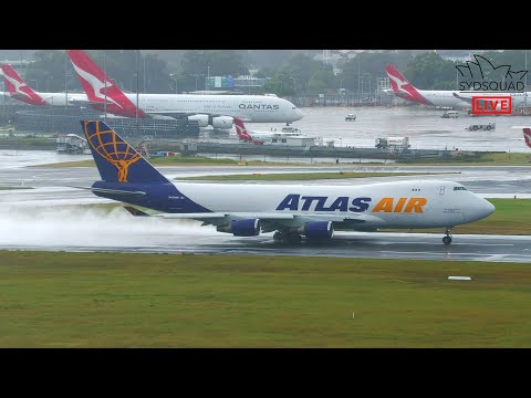 [4K] HEAVY RAIN @ Sydney Airport! Plane Spotting LIVE Highlights!