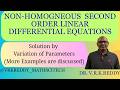 Second Order Differential Equations—Solutions by-Variation of Parameters with Examples—Lec 7