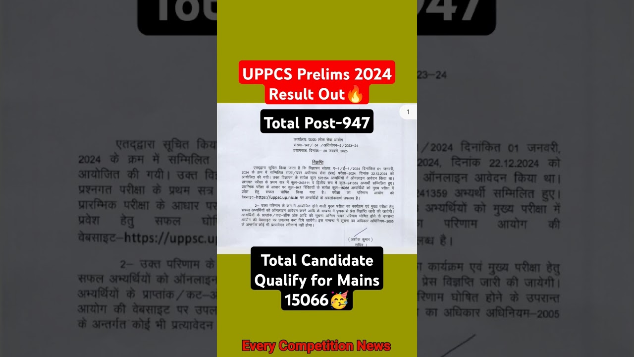 UPPCS Prelims 2024 Result Out🥳|Total Post 947🔥|