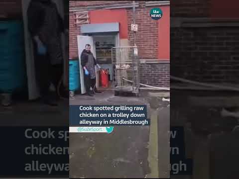 Cook spotted grilling raw chicken on a trolley down alleyway in middlesbrough #chicken