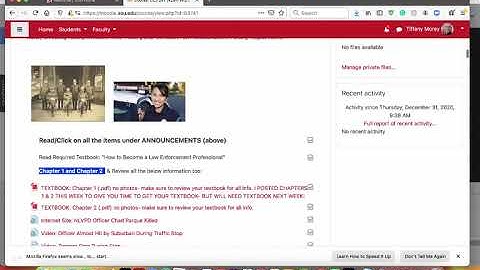 Intro Class CCJ 241 Recording How to Moodle by Professor Morey