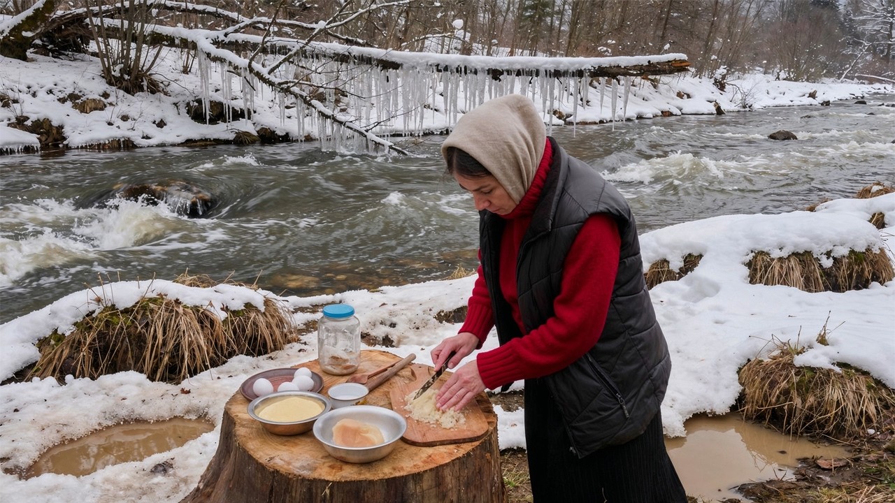 One Warm Day in the Mountains — She Rushed to Cook by the River Before Winter Comes Back