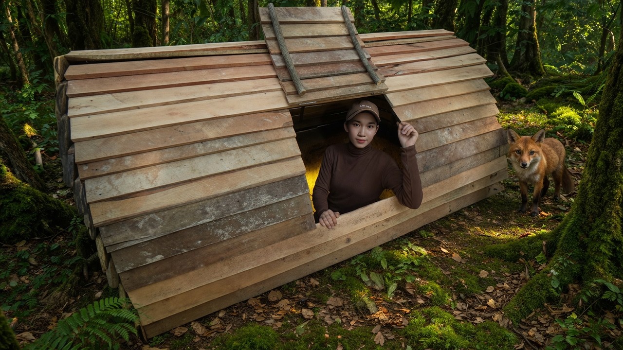 Amazing Girl Build Survival Bushcaft Shelter in Forest And Safe From ...