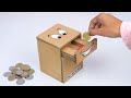 How to make coin bank box from cardboard  awesome cardboard projects