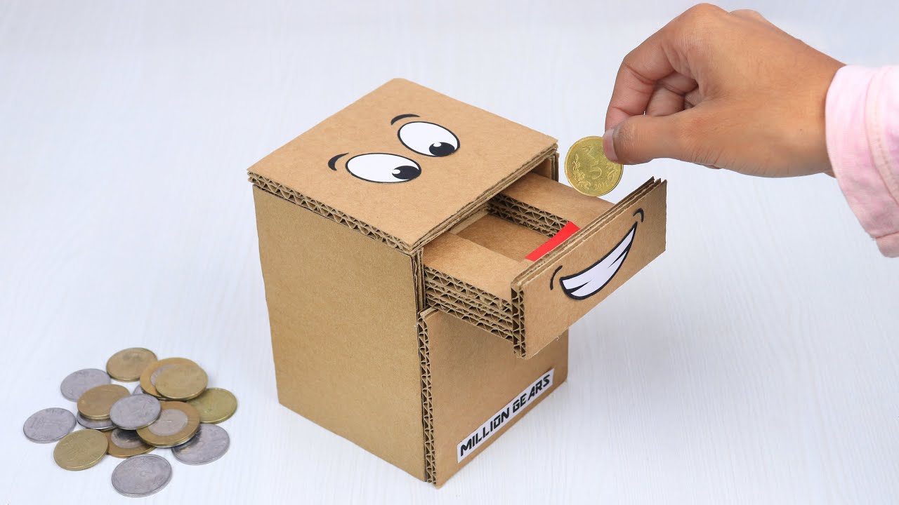 How To Make Coin Bank Box From Cardboard Awesome Cardboard Projects