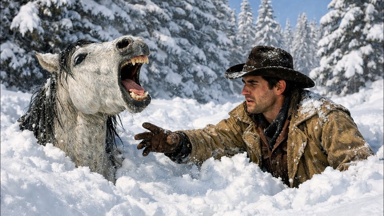 Armer Cowboy findet trächtige Stute im Schnee begraben – was dann geschah, schockierte alle