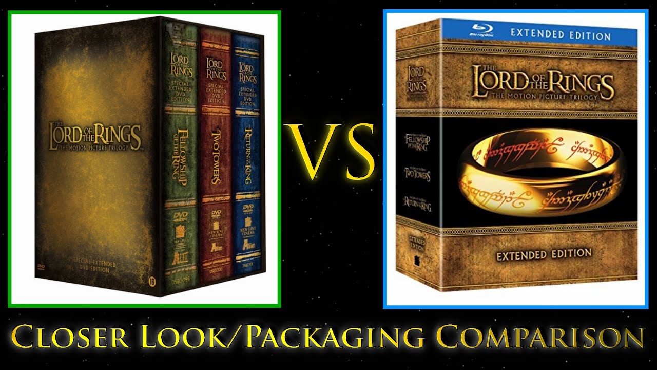 wortel uitvegen overzee Closer Look - Lord of the Rings Extended Trilogy DVD vs Blu ray Packaging  Comparison - YouTube