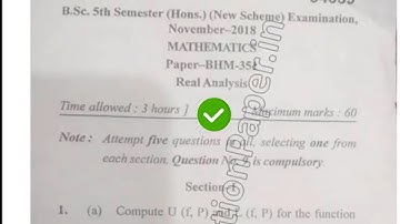 2018 Mdu BSc Math Hons 5th Sem Real Analysis Question Paper #MduQuestionPaper