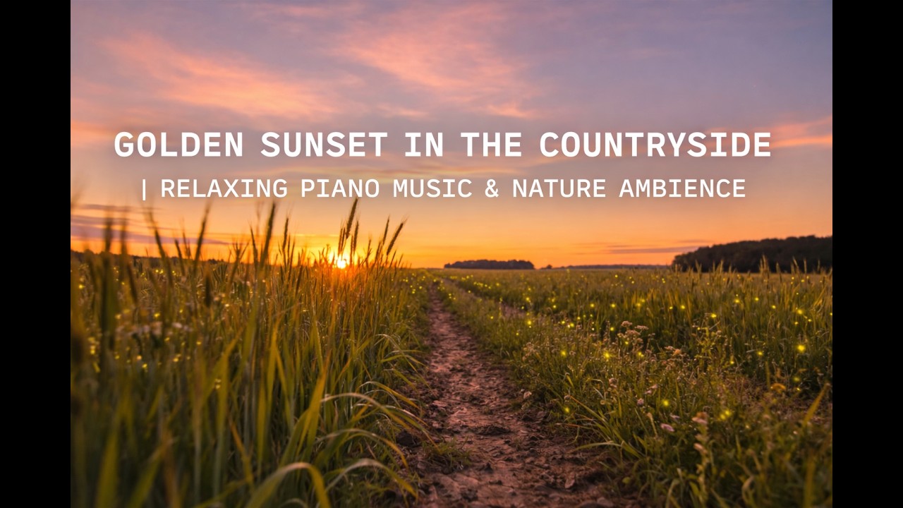 GOLDEN SUNSET IN THE COUNTRYSIDE | RELAXING PIANO & NATURE AMBIENCE