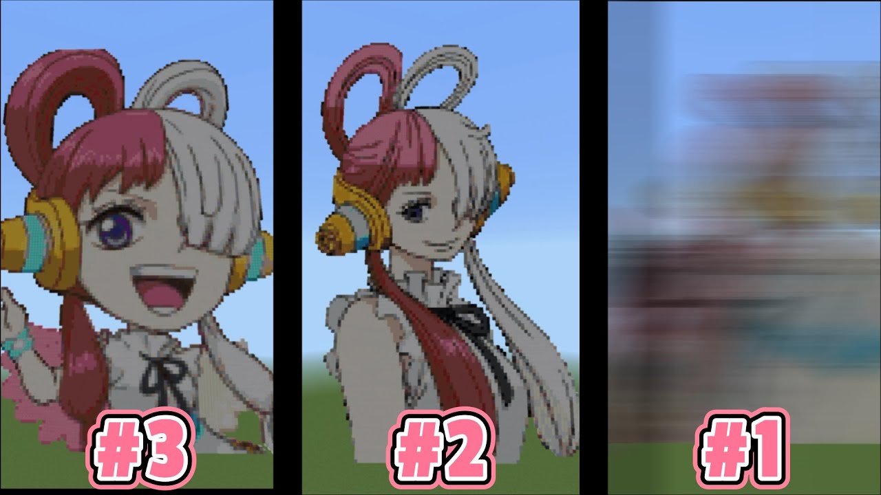 UTA from ONE PIECE FILM RED build challenge Minecraft Pixel Art YouTube