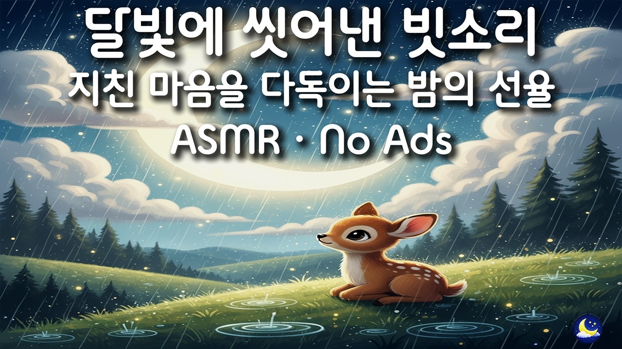 [백색소음] 달빛에 씻어낸 빗소리 지친 마음을 다독이는 밤의 선율 ASMR [4시간] 광고 없음
