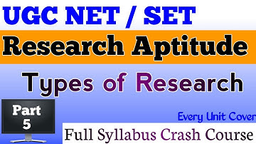 UGC NET / SET Exam Crash Course on Research Aptitude !!  Part 5 !! Types of Research / Methods