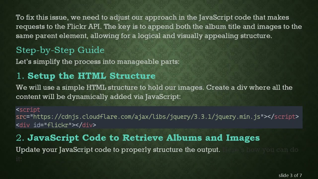 Displaying Albums with Corresponding Photos Using the Flickr API