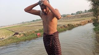 Tubewell Bathing And Swimming In Village My Friend Is So Simple And Enjoy Cool Water