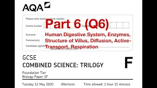 AQA GCSE Combined Science Foundation Biology Paper 1F June 2020 Part 6 Q6