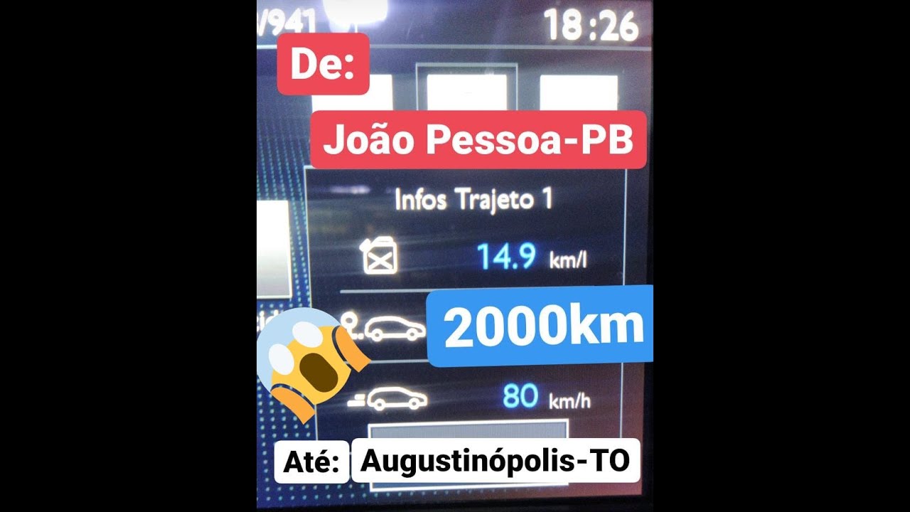 Viagem de carro 2mil Km João pessoa PB até Augustinópolis Tocantins