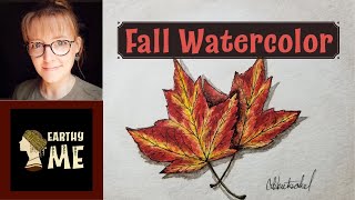 Fall Maple Leaf Watercolor -- &quot;Fiery Pair&quot;