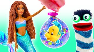 Fizzy Helps Disney&#39;s Little Mermaid Ariel Play Disk Drop Game | Fun Squishy DIY For Kids