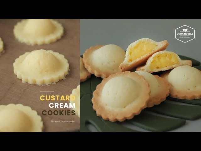 라비올리 모양✿ 슈크림 쿠키 만들기 : Custard Cream Cookies Recipe : シュークリームクッキー | Cooking tree