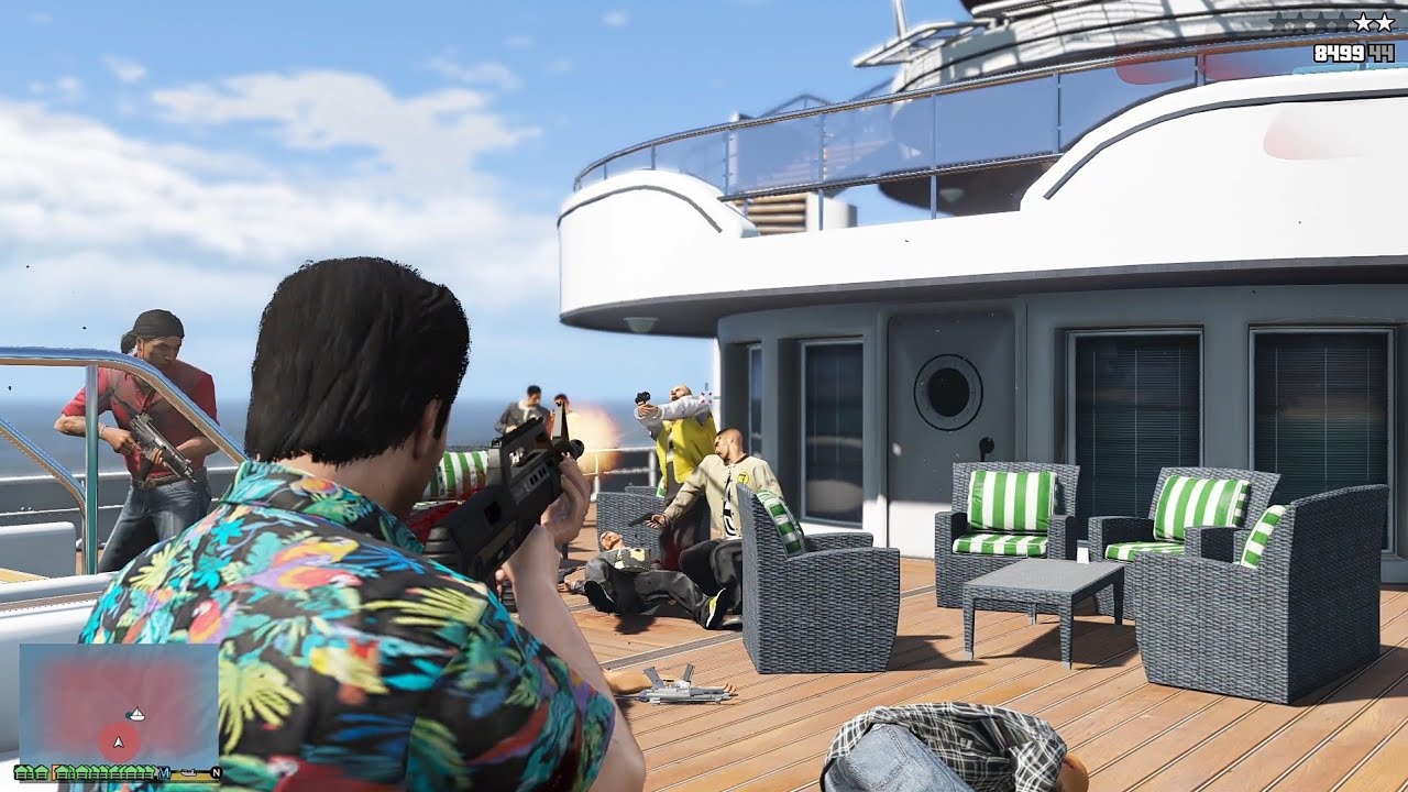 GTA 5 - Michael's Vespucci Yacht Medrazo Mafia Rampage + Ten Star Escape [R.D.E 4.1.2]