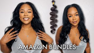 I Got A Traditional Sew In Using AMAZON HUMAN HAIR BUNDLES! Review + First Impressions