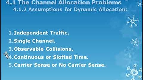 4.1 The Channel Allocation Problem (Assumption for Dynamic Channel Allocation)