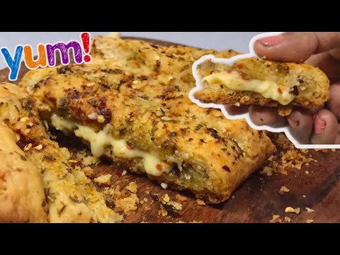 garlic-bread-recipe-in-kadhai-|-no-oven,-eggless-|-dominos-style-cheese-stuffed-garlic-bread-pizza