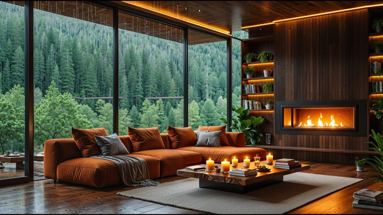 Cozy Rainy Day Cabin Ambience 🌧️🔥 | Relaxing Fireplace & Rain Sounds ...