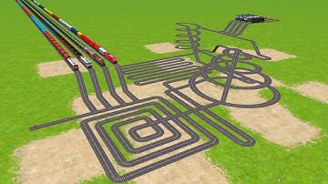 AI RAILGADI RUNNING AT SPRINGS RAILROAD TRACKS SQUARE ZIG ZAG TRACKS/ Train Game videos 