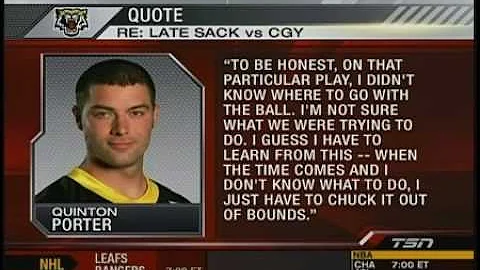 Quinton Porter quote on TSN