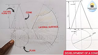CUTTING PLANE ON CONE AND DEVELOPMENT OF CONE by Graphix tutors 411 views 1 month ago 18 minutes