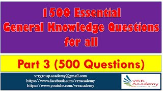 1500 Essential GK Questions for all   2020   Part 3 500 Questions screenshot 1
