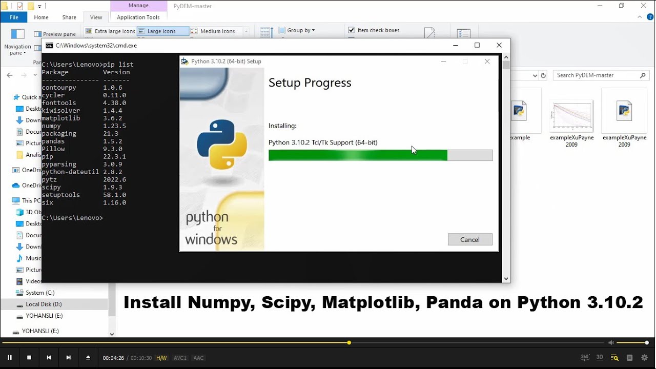 How to Install Numpy, Scipy, Matplotlib, Panda on Python 3.10.2 - YouTube