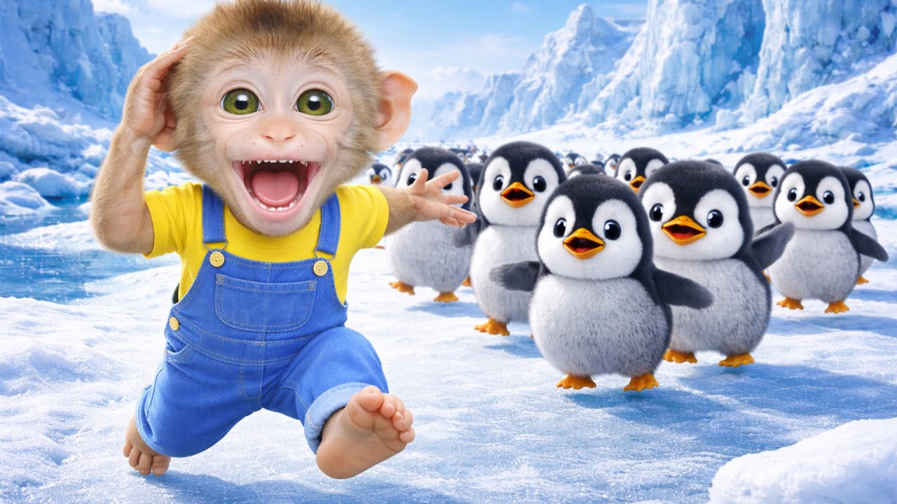 Monkey Baby Flies to the Icy Antarctic to Visit His Cute Penguin Friends 🐧! | Mono Magic TV