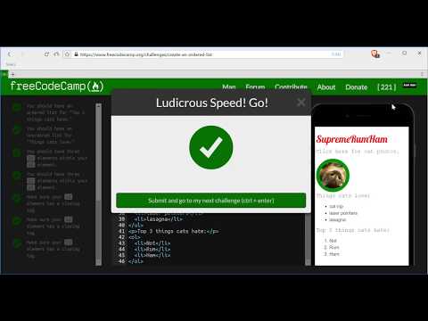 Create an Ordered List- freeCodeCamp HTML5 and CSS lesson #25