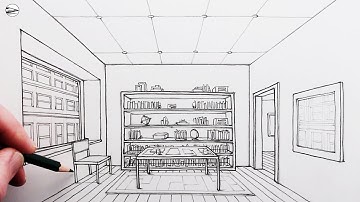 How to Draw a Realistic Room with Furniture using One-Point Perspective