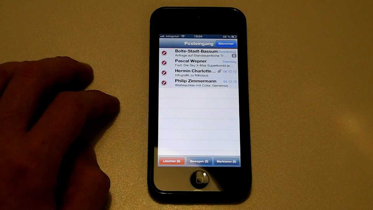 Iphone 5 Mails Gesammelt Loschen Mehrere E Mails Auf Einmal Loschen Youtube