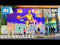 Walking tour of Melrose Avenue Shopping District in Hollywood Los Angeles, California 🎧 【4K】