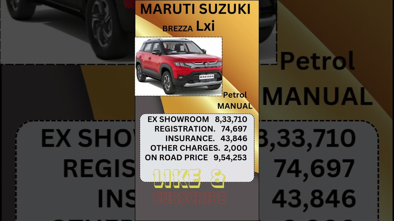 Maruti suzuki brezza lxi base petrol manual on road price