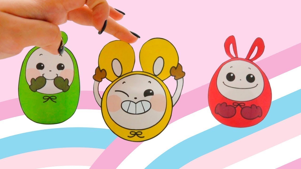 DIY ROLY-POLY TOY with Yummy Yummy / 야미야미 오뚜기 인형 만들기! (DIY/종이접기/ 무료 도안 ...