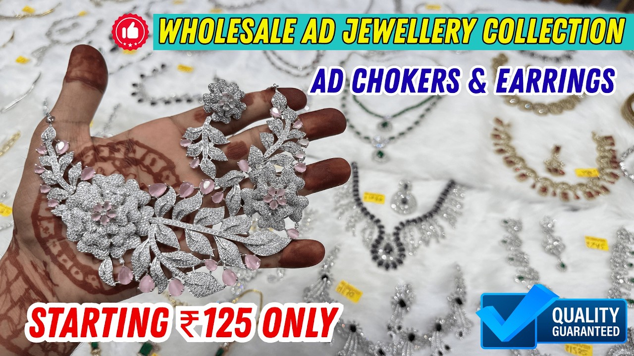 AD Necklace & Earrings सिर्फ ₹125 से | Cheapest Jewellery Market in Delhi